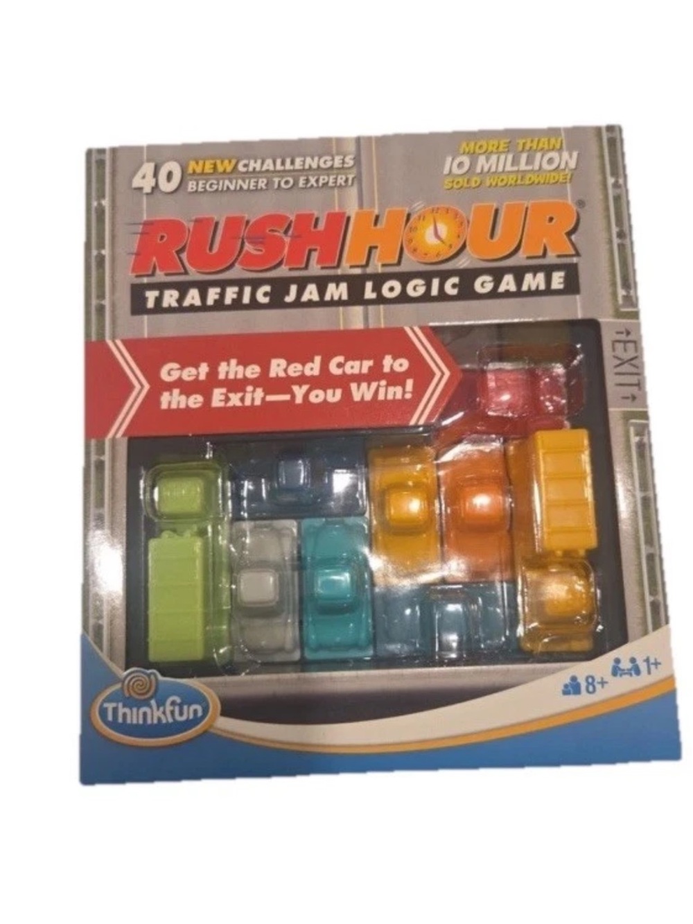Think! Rush Hour Logic Game with Red, Yellow, Orange, Blue, Green Vehicles